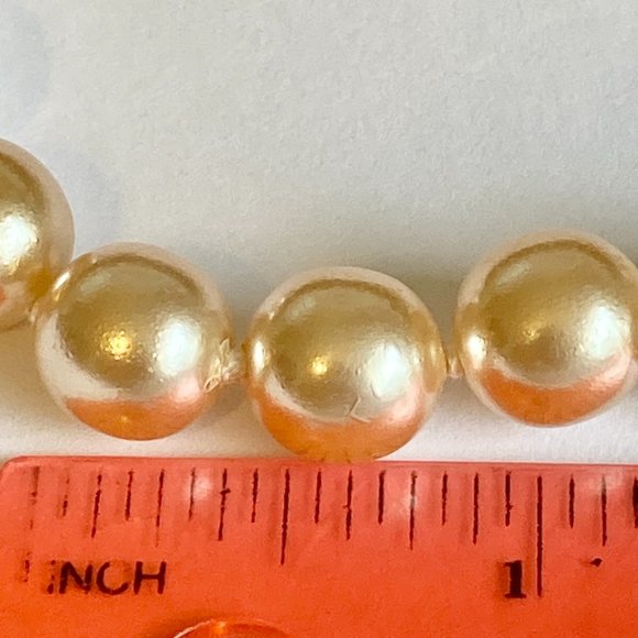 Vintage Cream Glass Pearl Necklace 16" 6mm Hand Knotted Choker Length - Picture 10 of 11